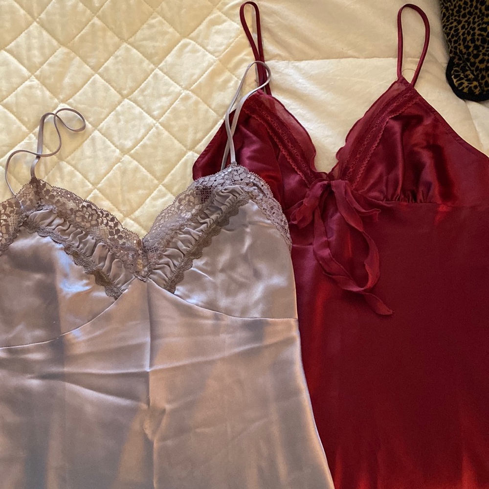 Victoria's Secret Satin Chemises in Red and Lavender